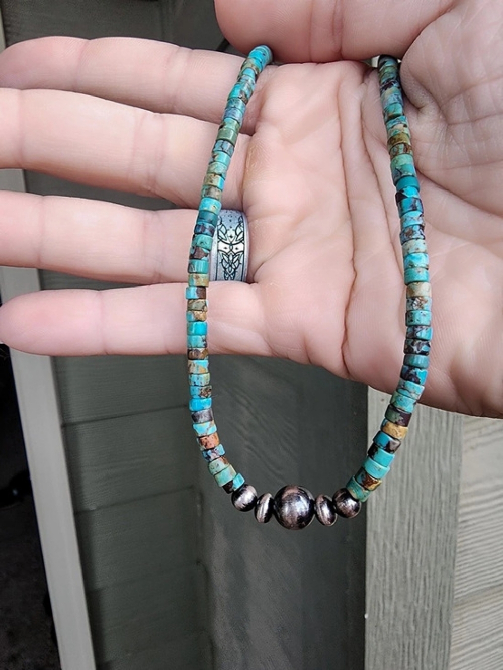 Native Made Turquoise And Navajo Pearl Necklace